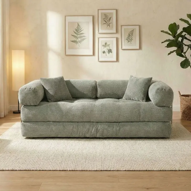 80''foldable boneless indoor sofa - Unassembled leisure furniture with a soft and stress-relieving design, suitable for outdoor and bedroom use.