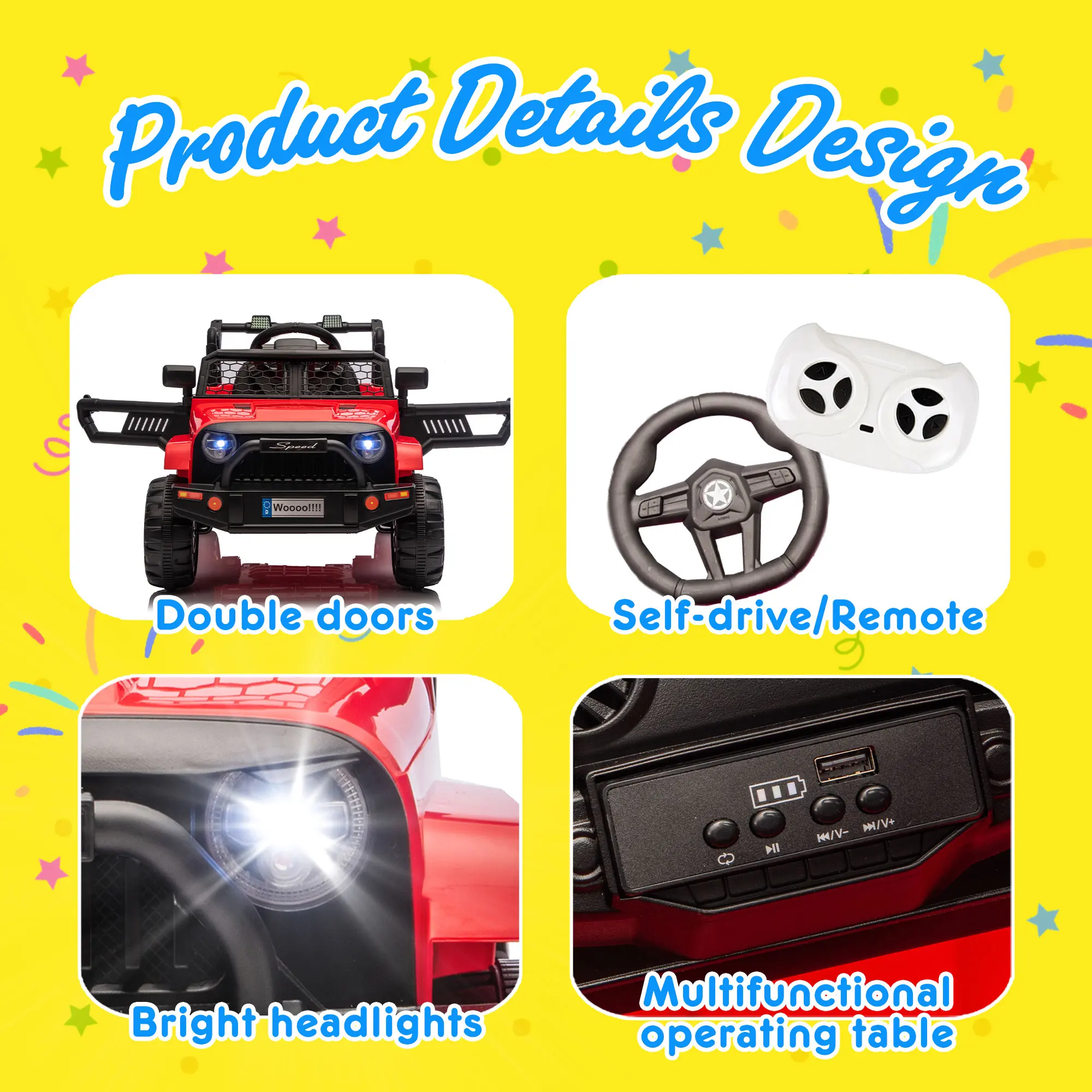 12V Kids Ride On Truck with Parental Control & Bluetooth