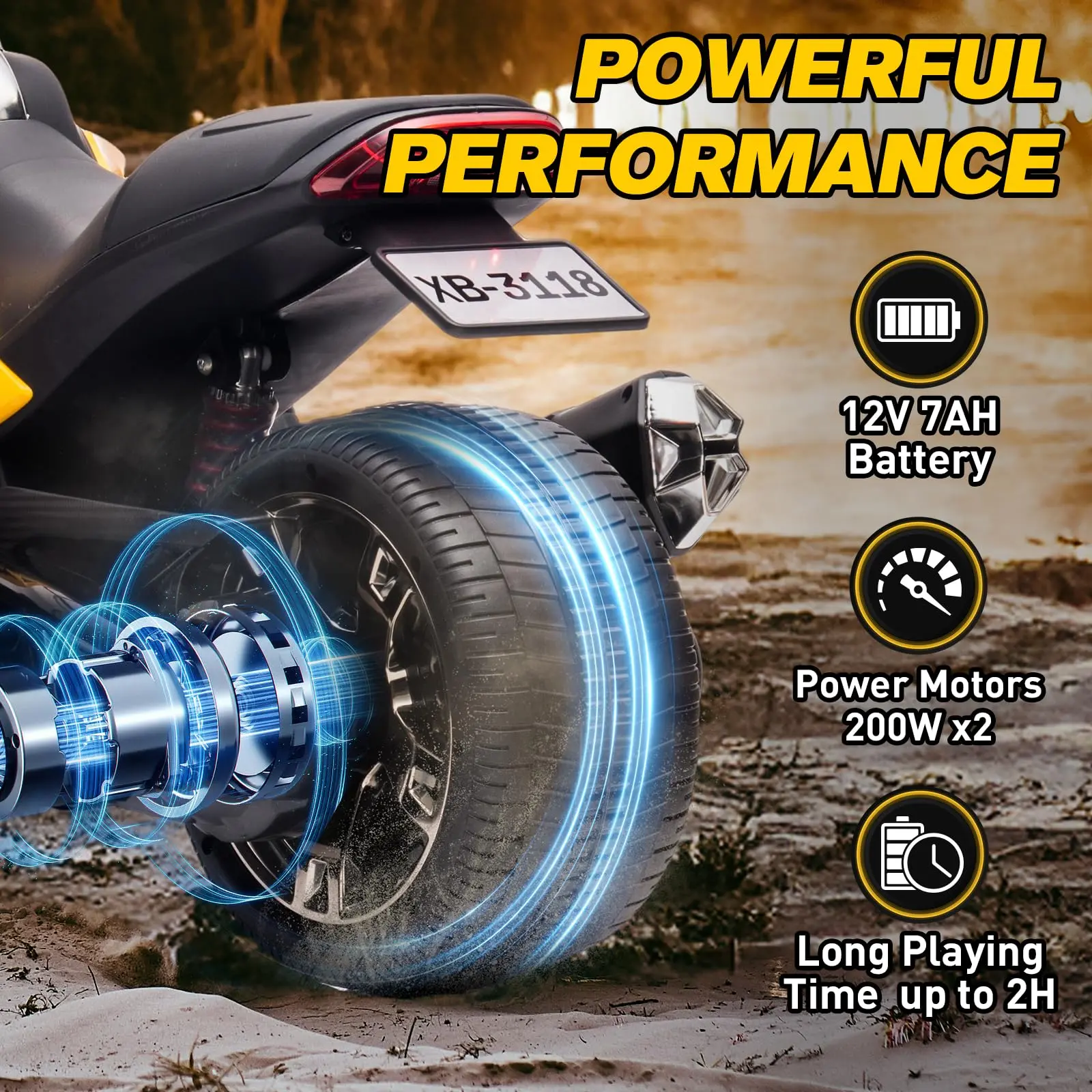 Kids 3-Wheeler ATV Motorcycle XB-3118 Electric Ride-On