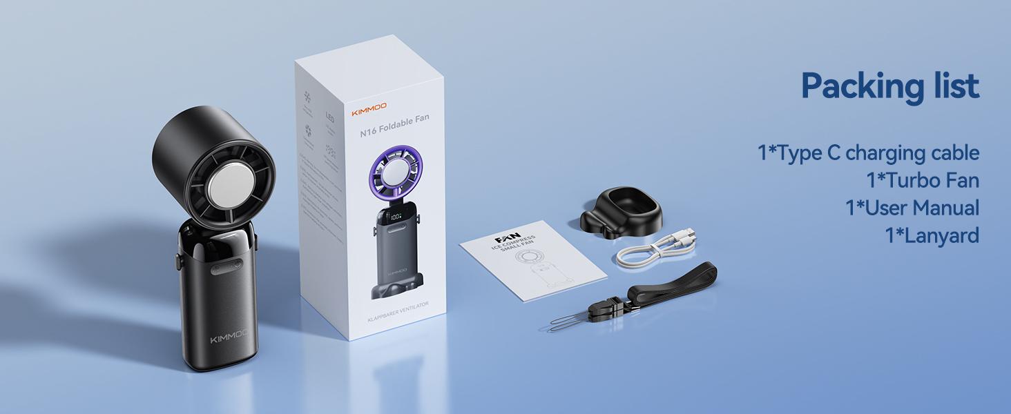 KIMMOO 4-in-1 Handheld Turbo Fan - Adjustable, Rechargeable Wind Cooling Mini Portable Fan with 199 Speed Settings, 21000 RPM High Speed, Digital Display, 120&deg; Rotatable, 12H Long-Lasting USB Charge for Travel, Office Desk Use, Adjustable Turbo Fan summer