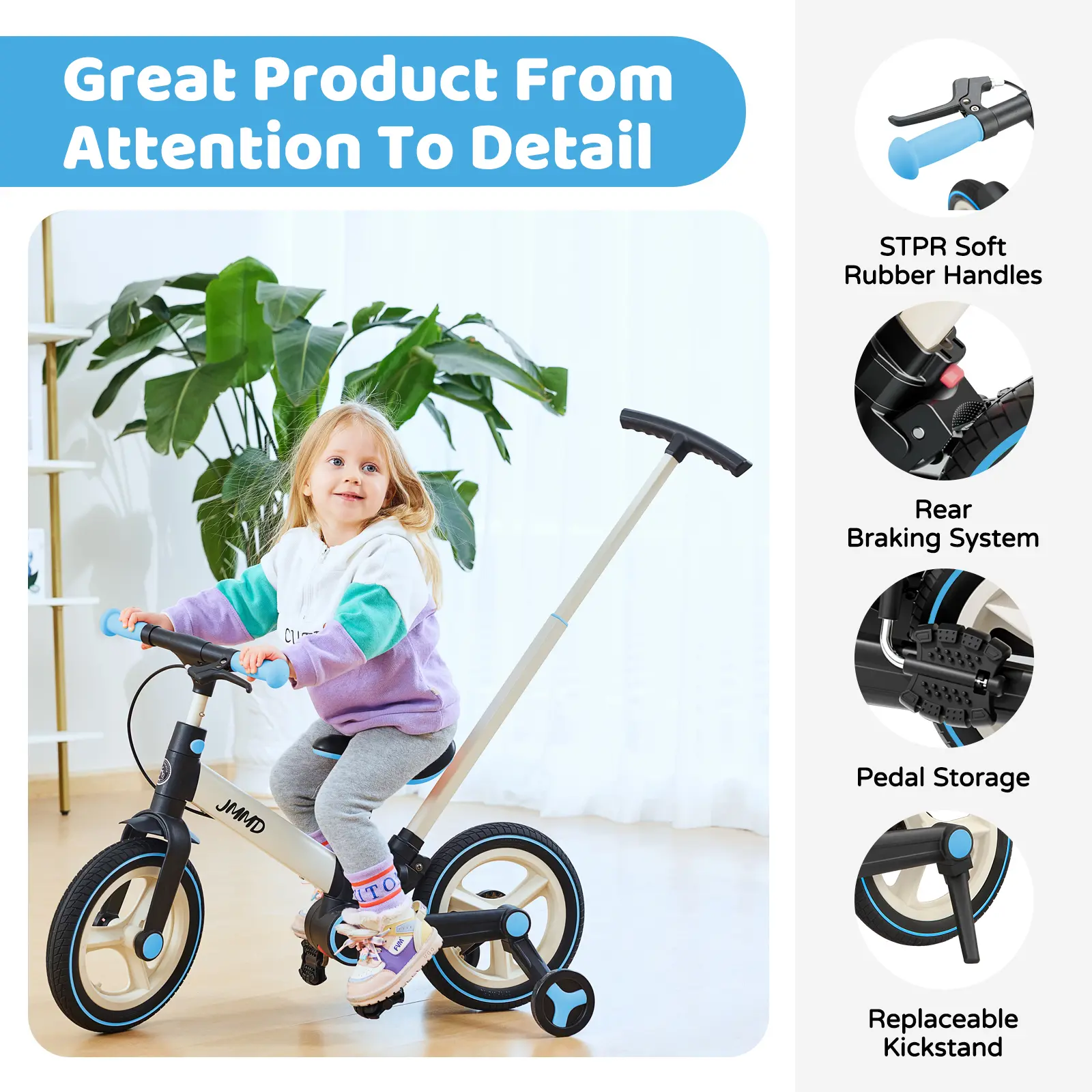 JMMD 6-in-1 Multi-Functional Toddler Bike for 18-60M