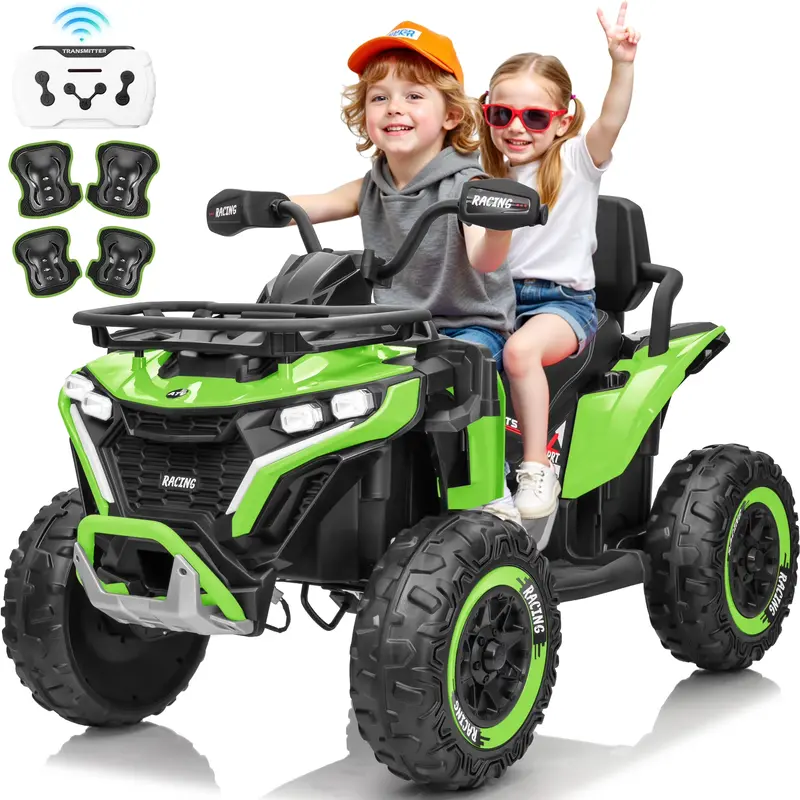 JOYRACER 24V Ride on ATV for Kids with Leather Seat & Bluetooth