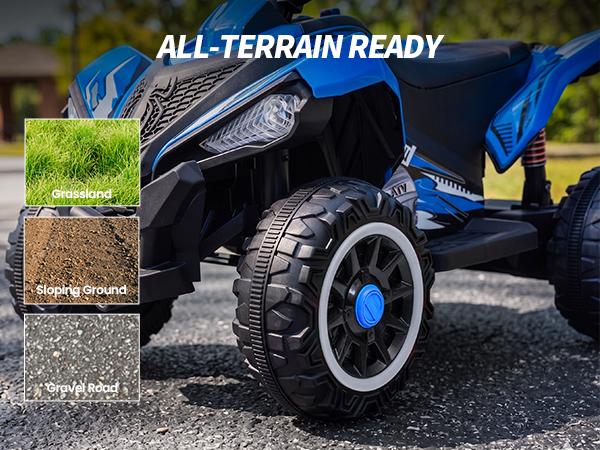 Hikiddo 24V ATV Kids 4 Wheeler, Spider Electric Four Wheeler for Kids Ride on Toy, 16" Extended Seat