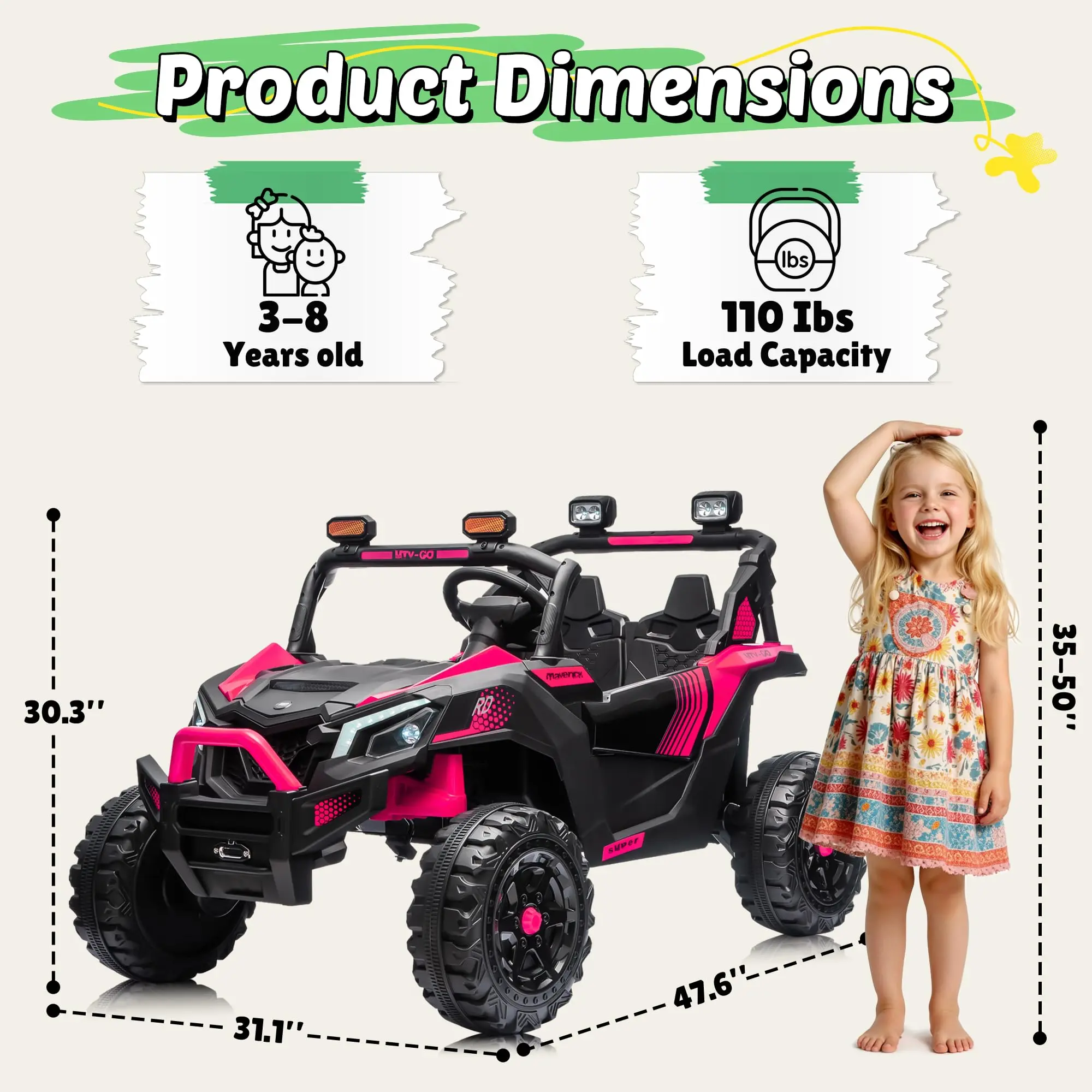 JOYRACER 24V Kids Ride-On UTV with Remote Control and Bluetooth