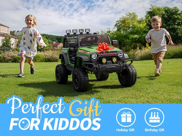 Kids Ride on Truck Car 12/24V Electric Jeep with Remote Control & Lights for Boys Girls