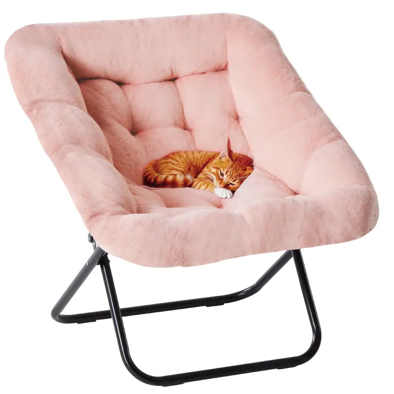 Cozy Faux Fur Saucer Chair - Modern Folding Lounge Furniture