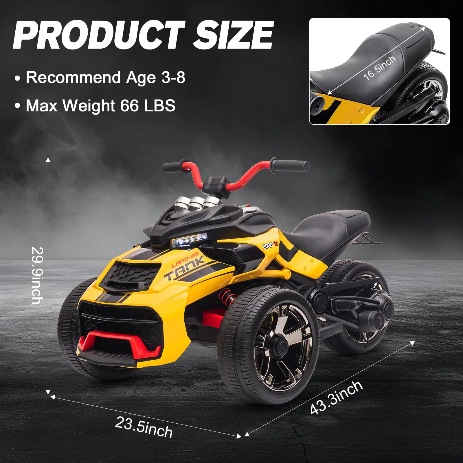 Kids 3-Wheeler ATV Motorcycle XB-3118 Electric Ride-On