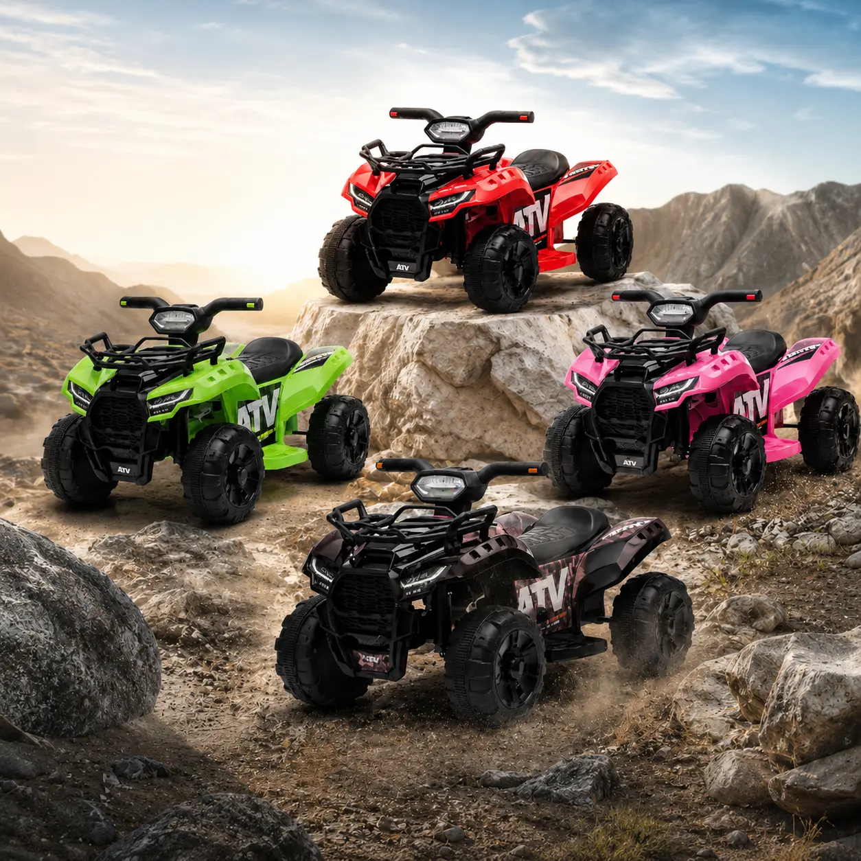 Bobike 6V Electric Kids ATV Quad Pink with Headlights