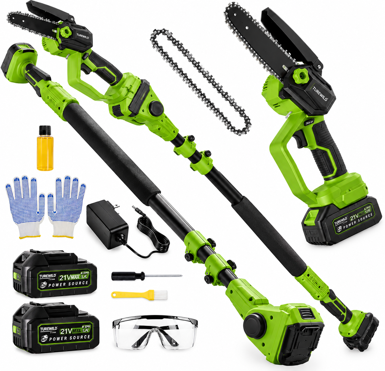 Osatoce 6-Inch Cordless Chainsaw with 3.0Ah Batteries, 2-in-1 Electric Pole Saw for Tree Trimming, Branch Cutting & Yard Work