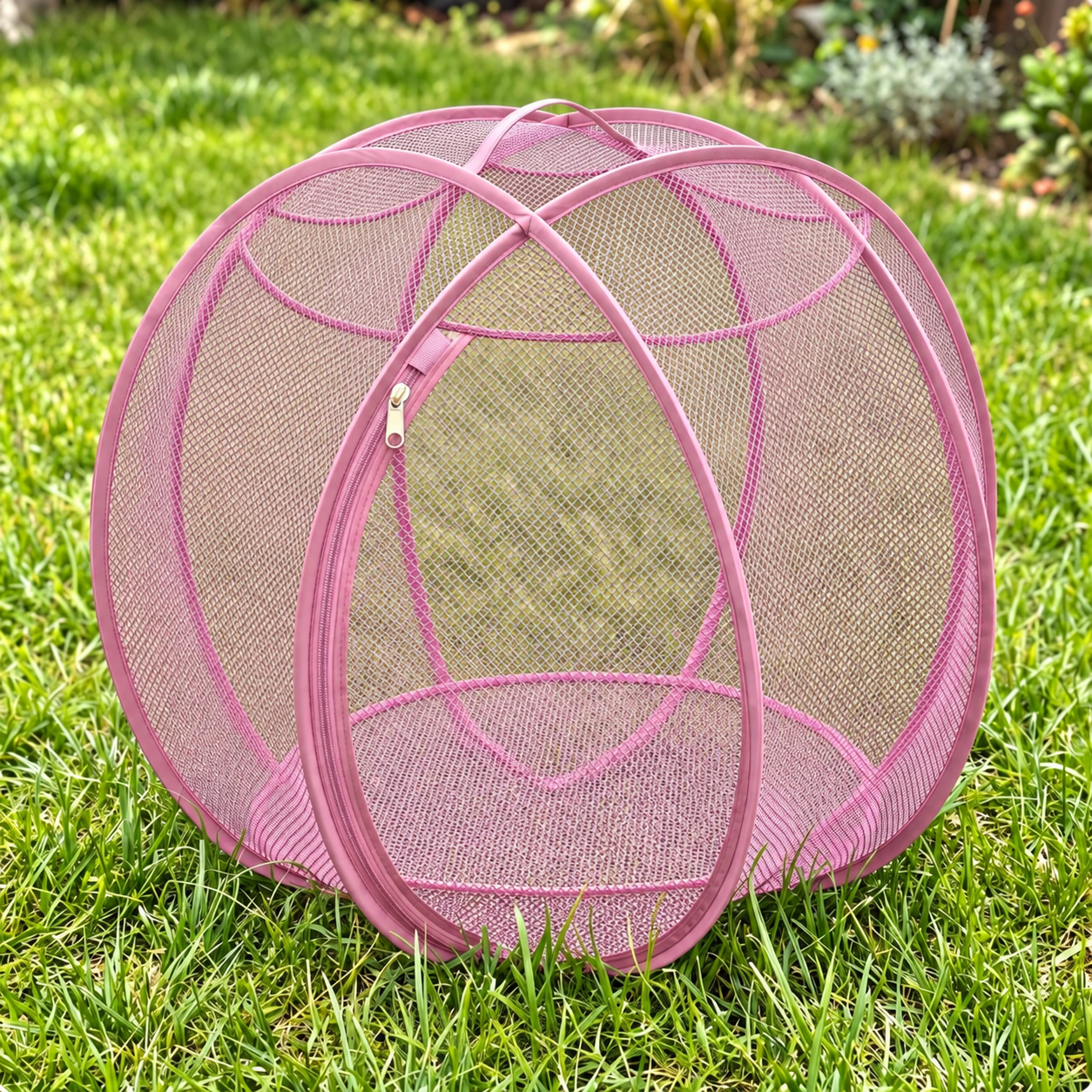 Portable Pet Playpen, Pop-Up Outdoor Cat Enclosure with Breathable Mesh, Secure Zipper & Foldable Design for Cats and Small Pets
