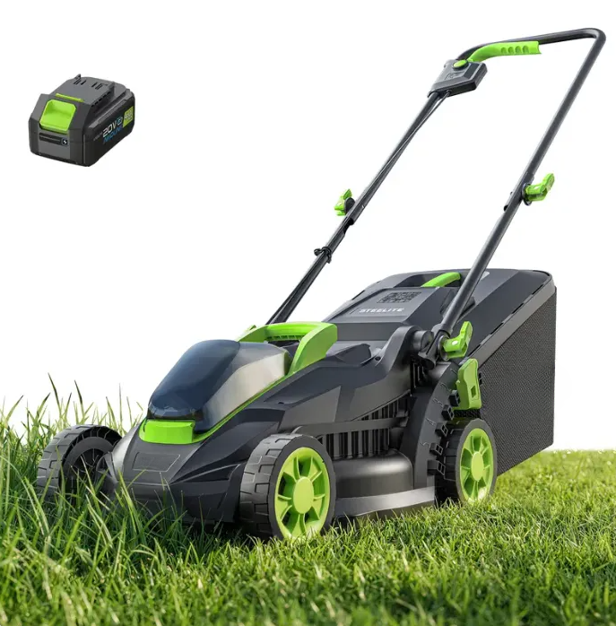 13-Inch Brushless Cordless Lawn Mower, 21V 4.0Ah Battery Powered Electric Push Mower with 5-Position Height Adjustment & 8-Gallon Grass Bag
