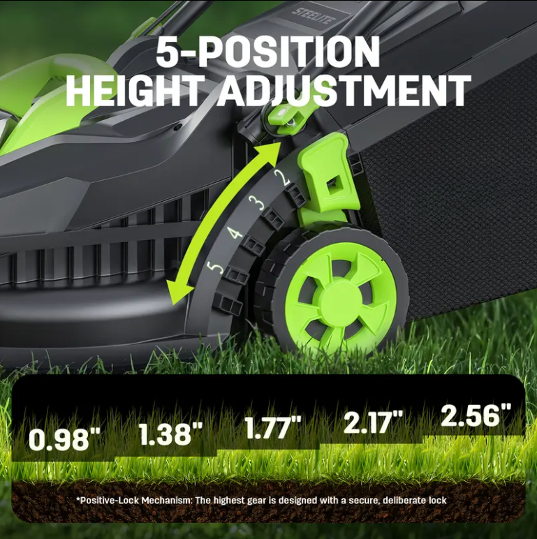 13-Inch Brushless Cordless Lawn Mower, 21V 4.0Ah Battery Powered Electric Push Mower with 5-Position Height Adjustment & 8-Gallon Grass Bag