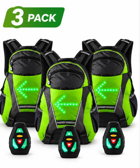 LED Turn Signal Backpack, Smart Cycling Backpack with Wireless Remote Control, USB Rechargeable Safety Light, Reflective Night Riding Bag for Bike Commuting