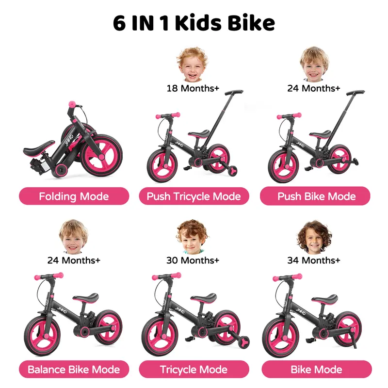 JMMD 6-in-1 Multi-Functional Toddler Bike for 18-60M