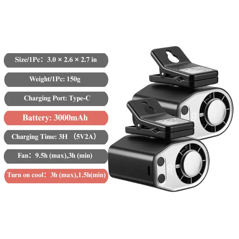 Joytutus USB Car Clip-On Fan with 360° Rotation & Stepless Speed