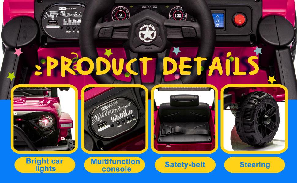 12V Kids Ride On Electric Truck Car W/Parents Control,2WD,Four-wheel suspension,Early education function,Adjustable volume,USB,MP3,Bluetooth,Microphone jack,Power display,LED lights For kids aged 1-4. summerwins, Kids Outdoor Play, Toddler Gifts