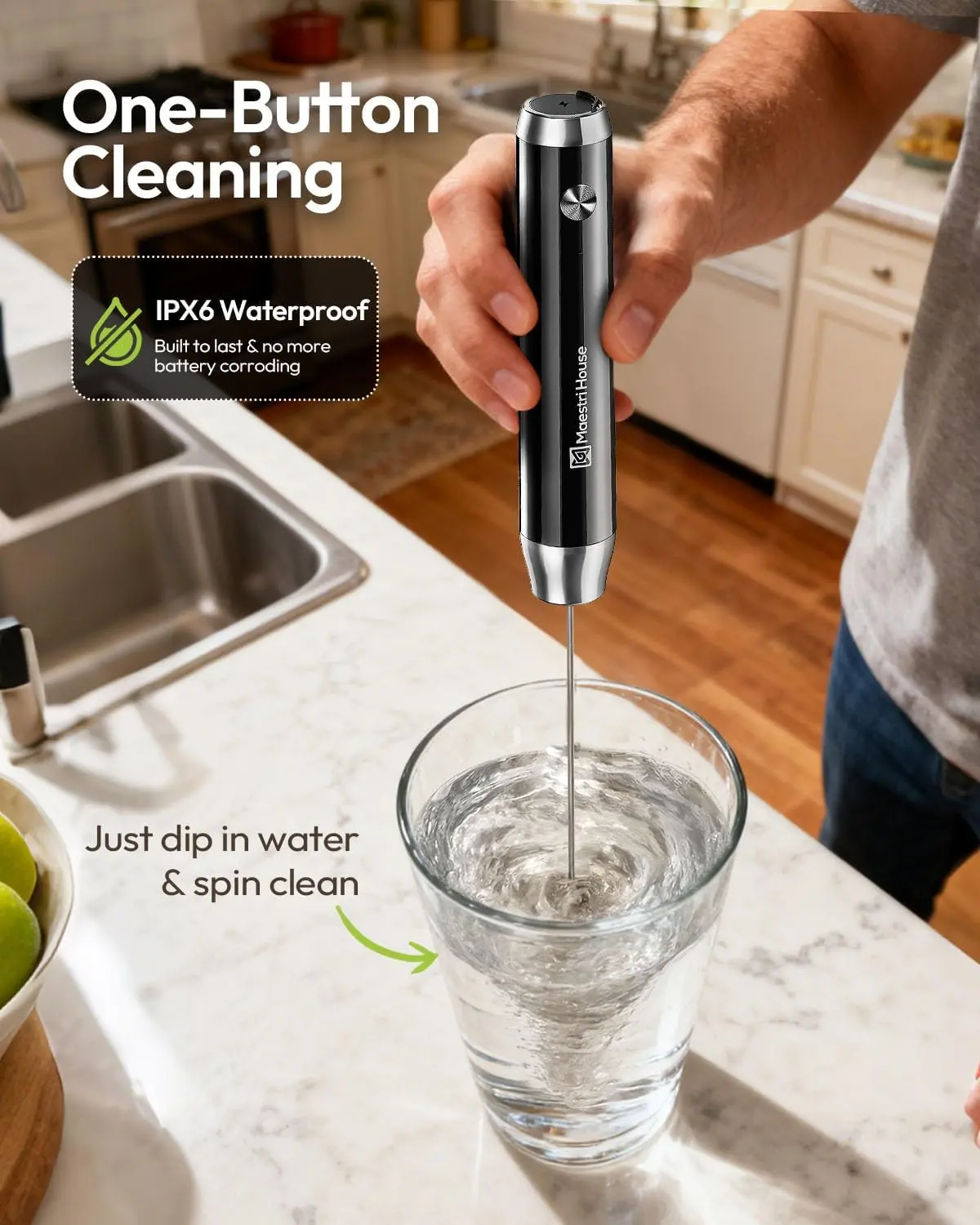 Handheld Milk Frother - USB-C Rechargeable & Waterproof
