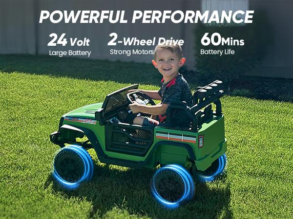 Kids Ride on Truck Car 12/24V Electric Jeep with Remote Control & Lights for Boys Girls