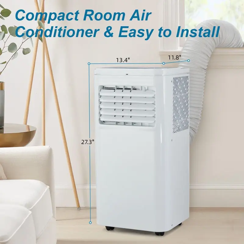 10000 BTU Portable Air Conditioner for Bedroom (Cools 450 Sq ft), 3-in-1 Room AC Unit with 4-Way Swing & Dehumidifier, Secure Window Kit Included, Quiet 55dB Sleep Mode, Easy Mobility