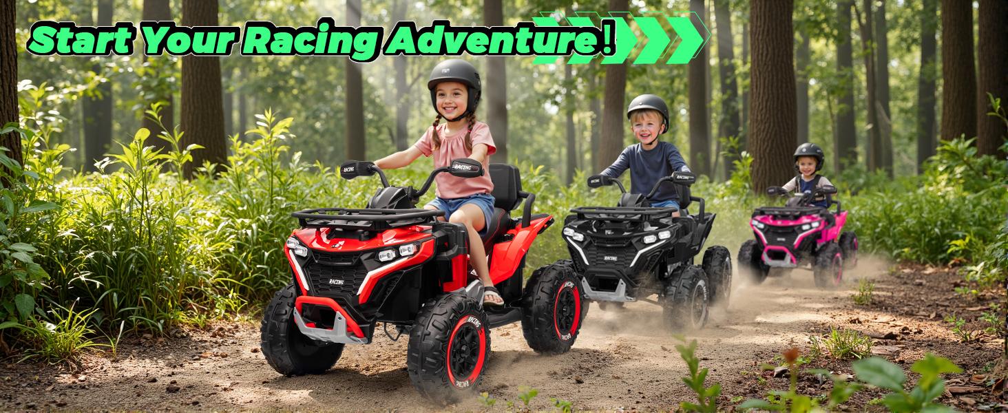 JOYRACER 24V 4WD Ride on ATV for Kids with Music, 800W with 2 XL Seater for Toddlers, EVA Tires Battery Powered Car, Remote Control, Knee Pad, Bluetooth, Toys Car for Big Kids, Perfect Gift for Boys and Girls Aged 3-8