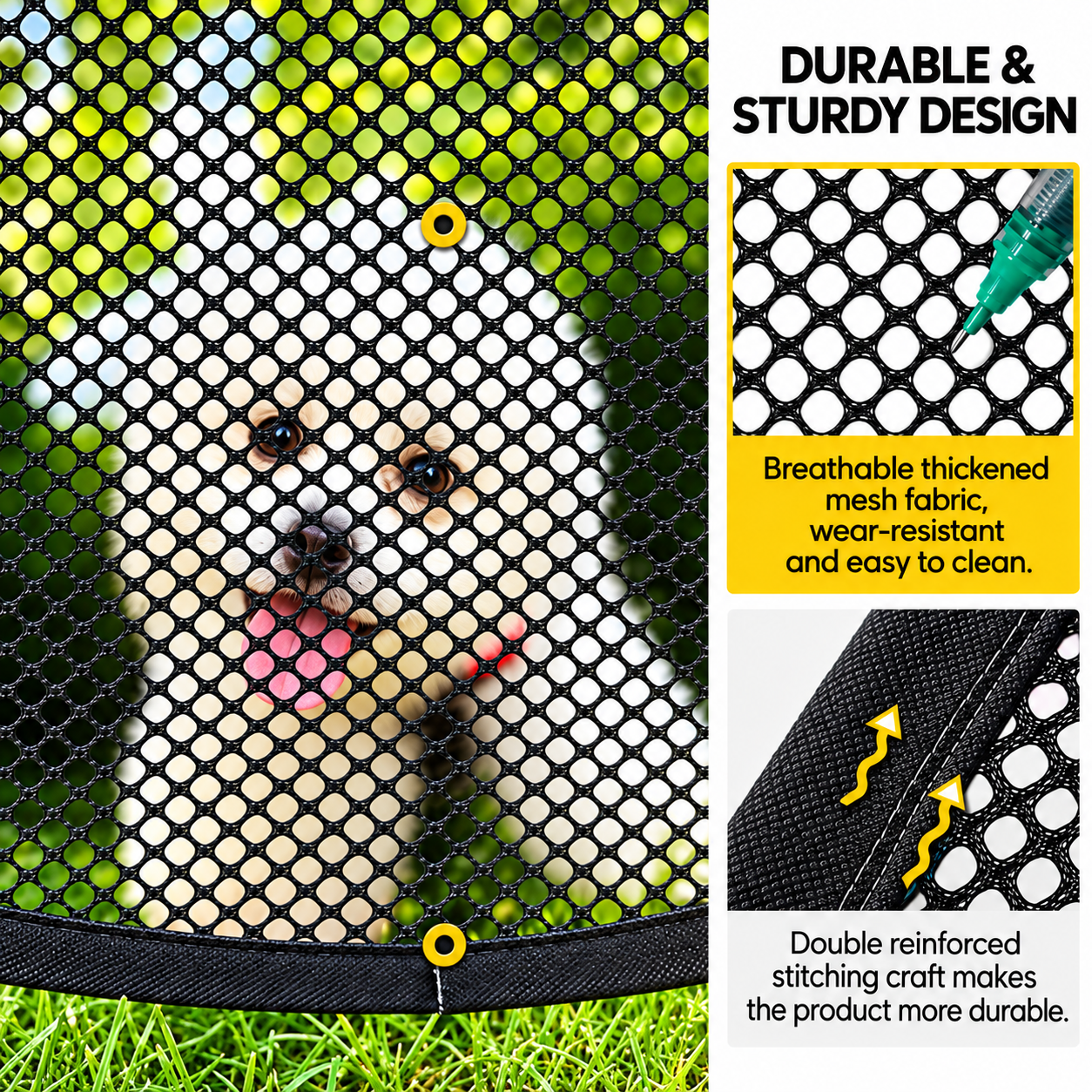 Portable Pet Playpen, Pop-Up Outdoor Cat Enclosure with Breathable Mesh, Secure Zipper & Foldable Design for Cats and Small Pets