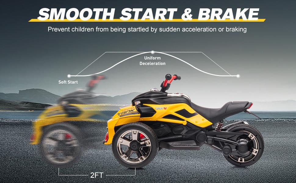 2026 New Kids 3-Wheeler ATV Motorcycle 12V Electric Ride-On Toy with LED Lights, Bluetooth, MP3, EVA Tires, Spring Suspension, Soft Start for Ages 3-6 Sturdy Handlebars Control Durable Astm Certification Plastic Safety