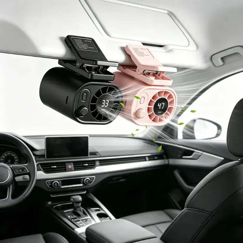Joytutus USB Car Clip-On Fan with 360° Rotation & Stepless Speed