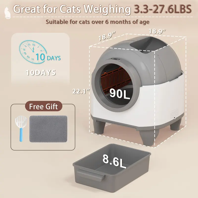 LOISEL Smart Self-Cleaning Cat Litter Box – App Control, Odor Control & Automatic Cleaning