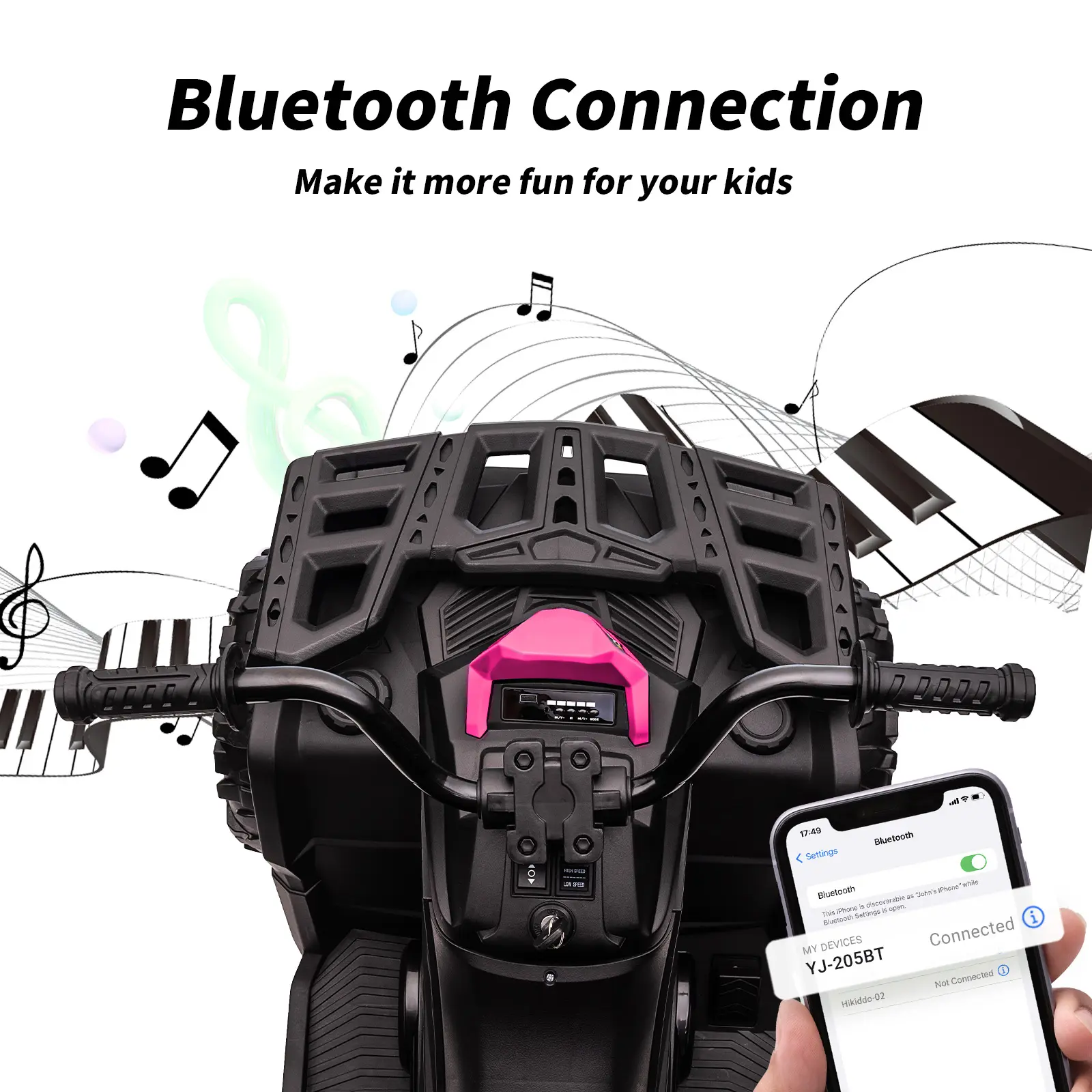 Hikiddo Kids ATV 4-Wheeler - 2 Seater Bluetooth Ride-On