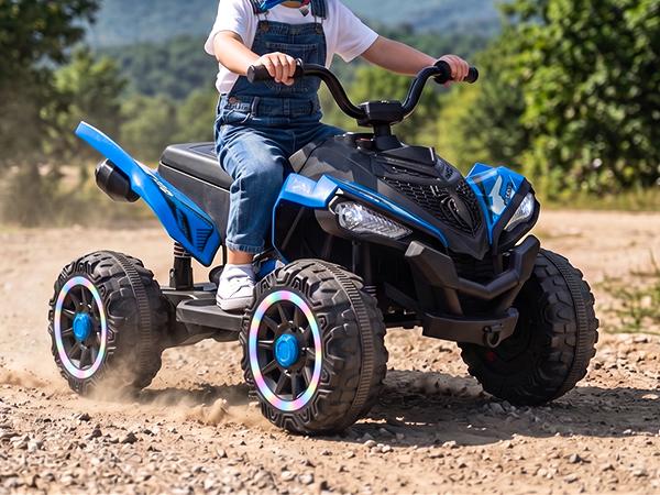 Hikiddo 24V ATV Kids 4 Wheeler, Spider Electric Four Wheeler for Kids Ride on Toy, 16" Extended Seat