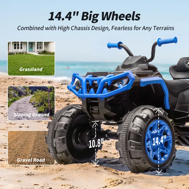 Hikiddo Shark Kids ATV 4 Wheeler, 24V 4WD Electric ATV Ride On Toy for Big Kids, 4X200W Motor, 5.6Mph Max Speed