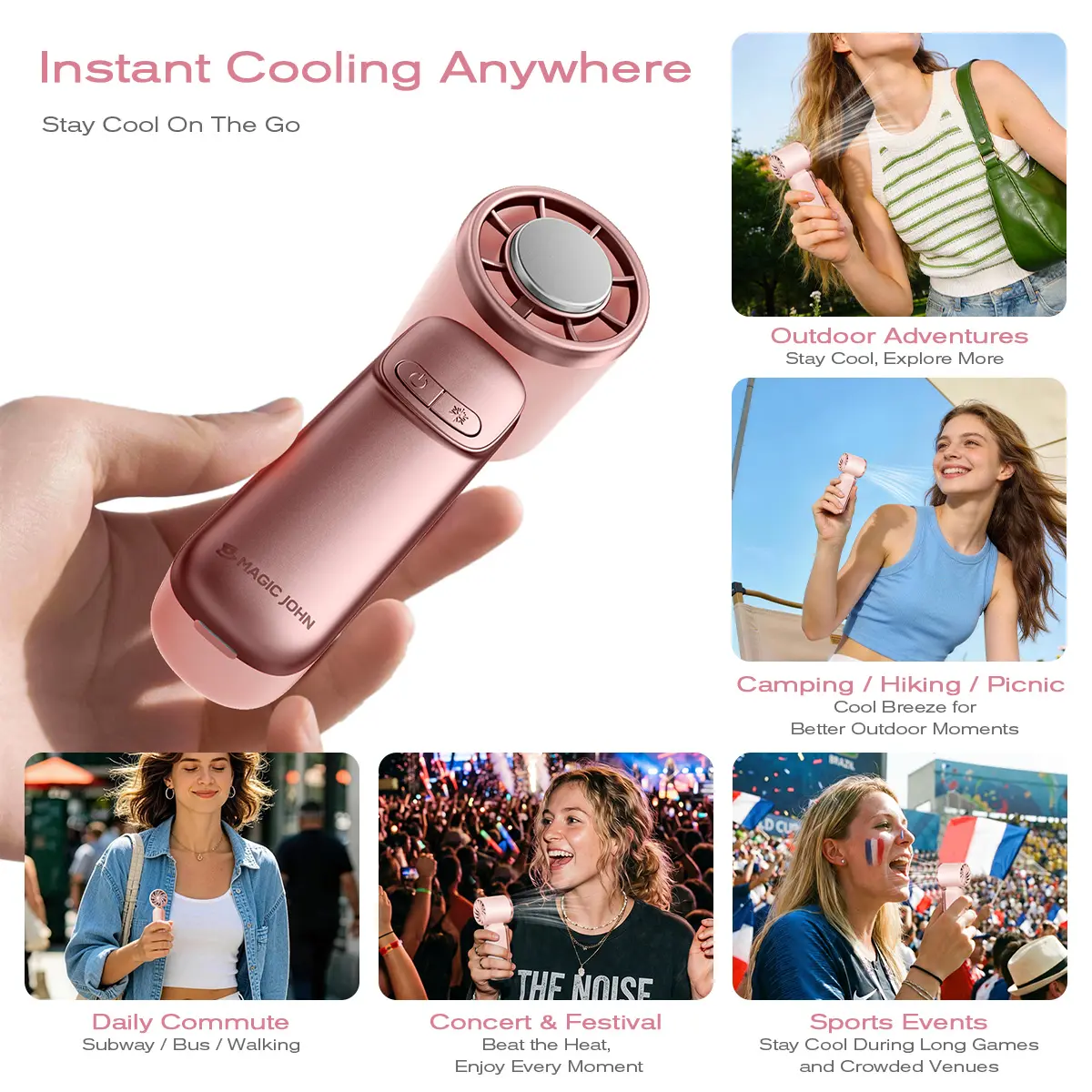 MAGIC JOHN Mini Handheld Cooling Fan – 199-Speed Portable Summer Fan