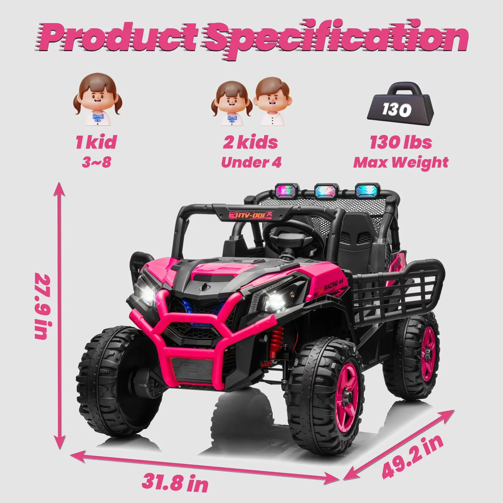JOYRACER 24V 4WD Ride on UTV with Remote & Lights