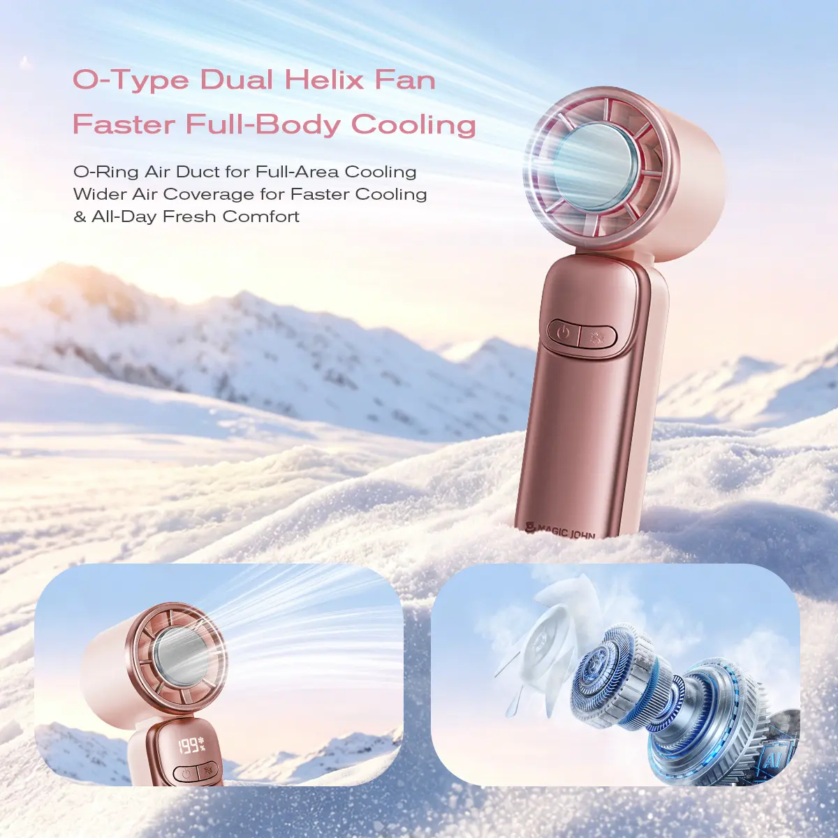 MAGIC JOHN Mini Handheld Cooling Fan – 199-Speed Portable Summer Fan