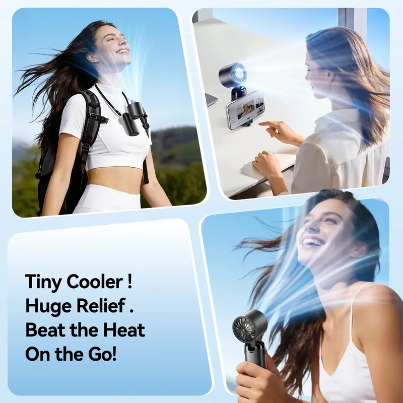 KIMMOO 4-in-1 Handheld Turbo Fan - Adjustable, Rechargeable Wind Cooling Mini Portable Fan with 199 Speed Settings, 21000 RPM High Speed, Digital Display, 120° Rotatable, 12H Long-Lasting USB Charge for Travel, Office Desk Use, Adjustable Turbo Fan summer