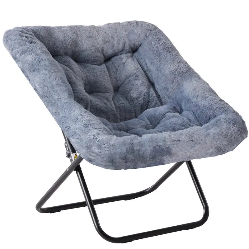 Cozy Faux Fur Saucer Chair - Modern Folding Lounge Furniture