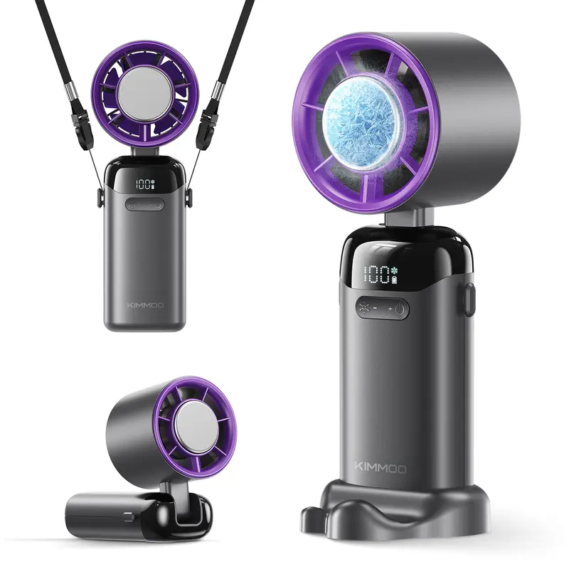 KIMMOO 4-in-1 Handheld Turbo Fan - Adjustable, Rechargeable Wind Cooling Mini Portable Fan with 199 Speed Settings, 21000 RPM High Speed, Digital Display, 120° Rotatable, 12H Long-Lasting USB Charge for Travel, Office Desk Use, Adjustable Turbo Fan summer