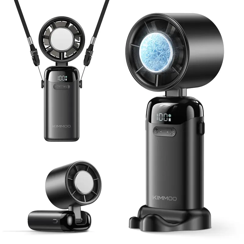 KIMMOO 4-in-1 Handheld Turbo Fan - Adjustable, Rechargeable Wind Cooling Mini Portable Fan with 199 Speed Settings, 21000 RPM High Speed, Digital Display, 120° Rotatable, 12H Long-Lasting USB Charge for Travel, Office Desk Use, Adjustable Turbo Fan summer