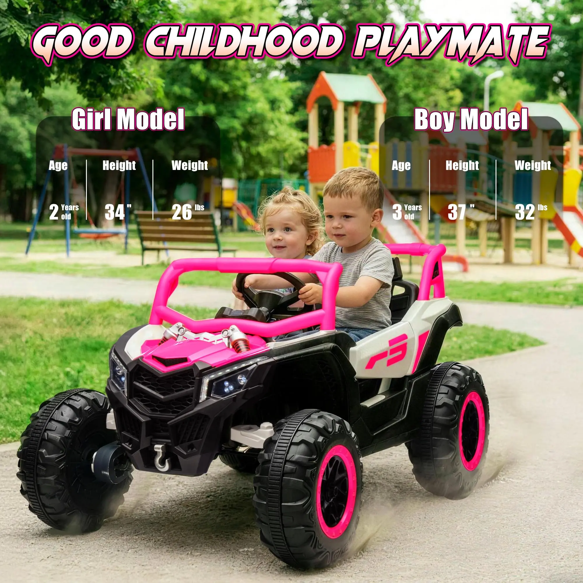 Joyracer 24V 4WD Ride-On UTV for Kids with Remote, Bluetooth, Lights