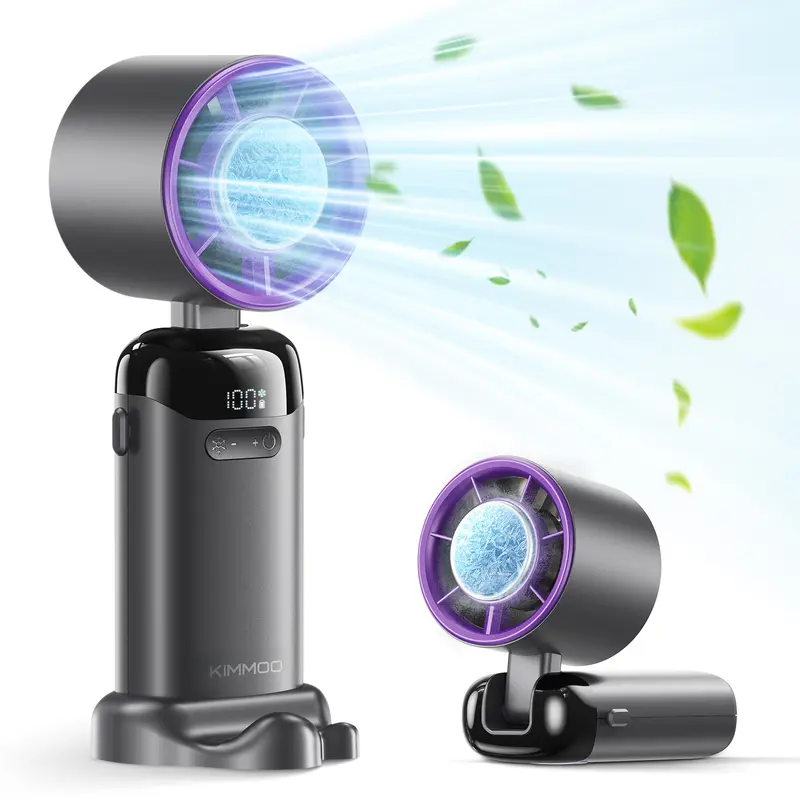 KIMMOO 4-in-1 Handheld Turbo Fan - Adjustable, Rechargeable Wind Cooling Mini Portable Fan with 199 Speed Settings, 21000 RPM High Speed, Digital Display, 120° Rotatable, 12H Long-Lasting USB Charge for Travel, Office Desk Use, Adjustable Turbo Fan summer