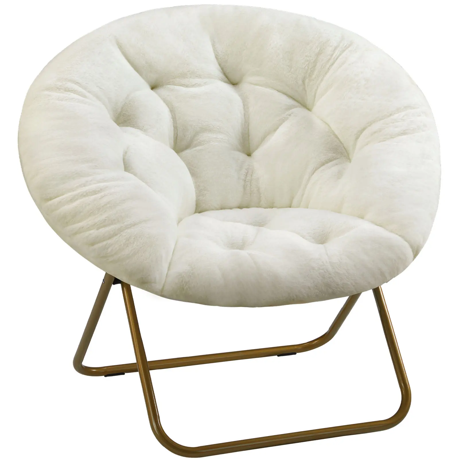 Cozy Faux Fur Saucer Chair - Modern Folding Lounge Furniture