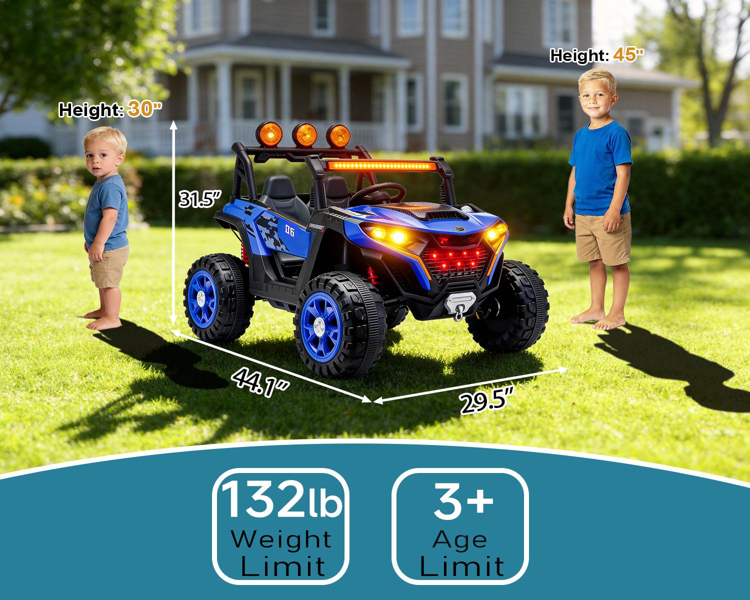 24V Kids Ride On UTV Car with Parent Remote Control,4x380W Motor,  4-Wheel Suspension, LED Headlights, Bluetooth Music, USB & Power Display,Electric Kids Car for Ages 3+ .Perfect    birthday  Gift for Boys & Girls!, Playdate, Emergency Stop
