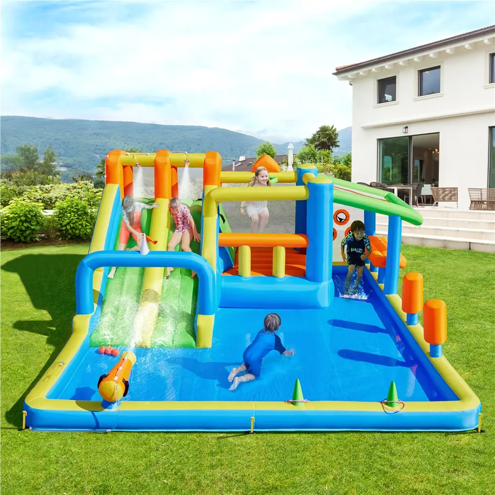 Yaheetech 8-in-1 Inflatable Bounce House with Splash Pool and Slide