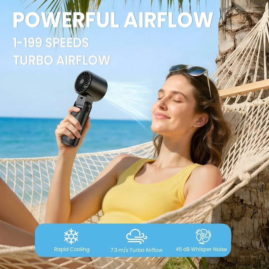Benazcap Portable Handheld Turbo Fan 21,000 RPM & 199 Speeds