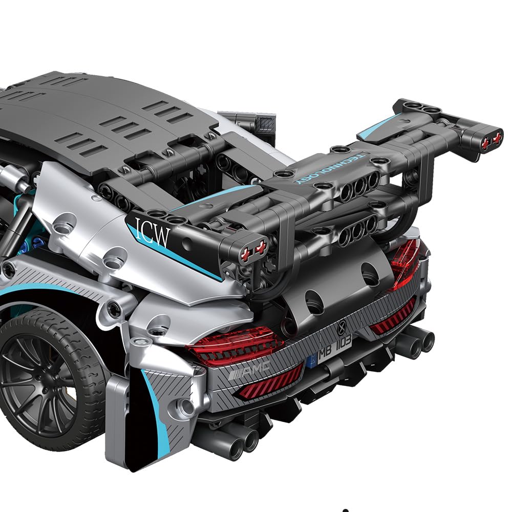 Mesiondy Silver Arrow GT Black Series Building Kit – 1466 PCS Premium Brick System | 1:14 Scale German Supercar | AMG Racing Livery