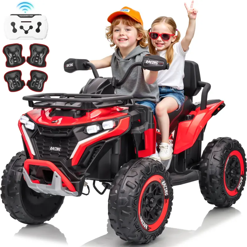 JOYRACER 24V Ride on ATV for Kids with Leather Seat & Bluetooth