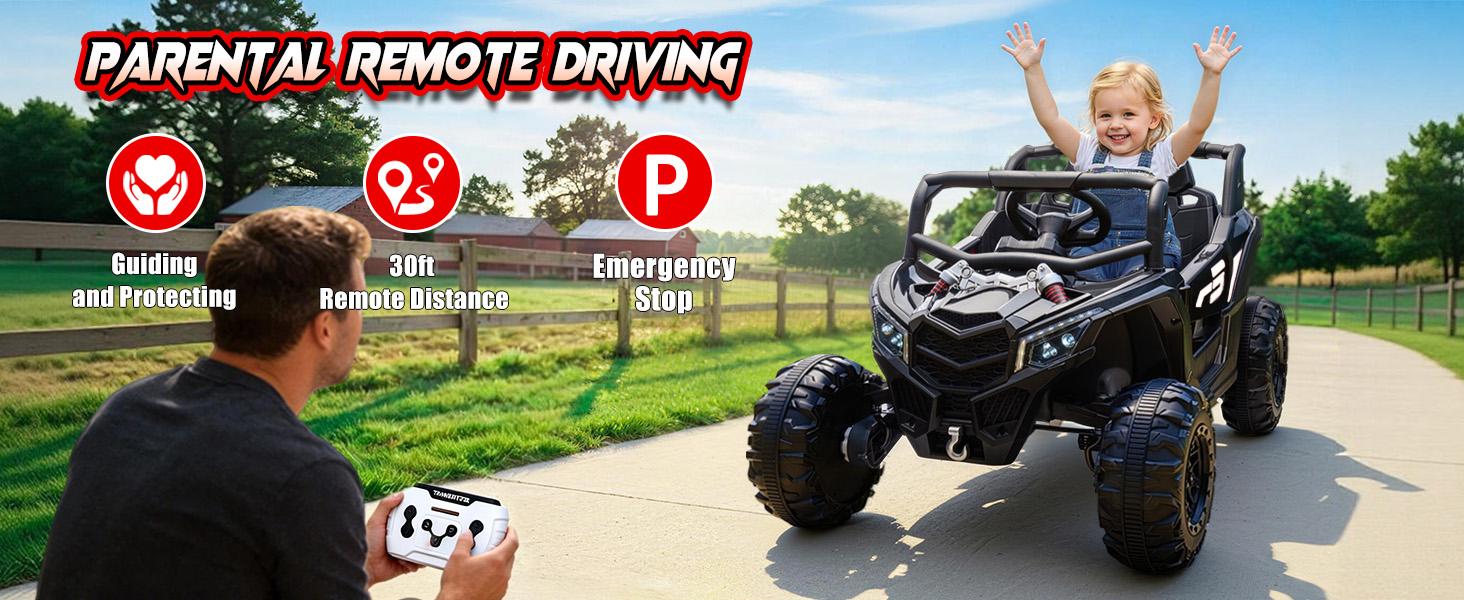 JOYRACER 4WD 24V Ride on UTV for Kids, 28"Wx43"Lx25"H, 2 Seater 4 Wheeler Car with 800W Motors, Battery Powered Electric Off-Road Vehicle w/Remote Control, Bluetooth, Spring Suspension, LED Lights, Music, Outdoor Toys Gift for Boys and Girls Aged 3-8