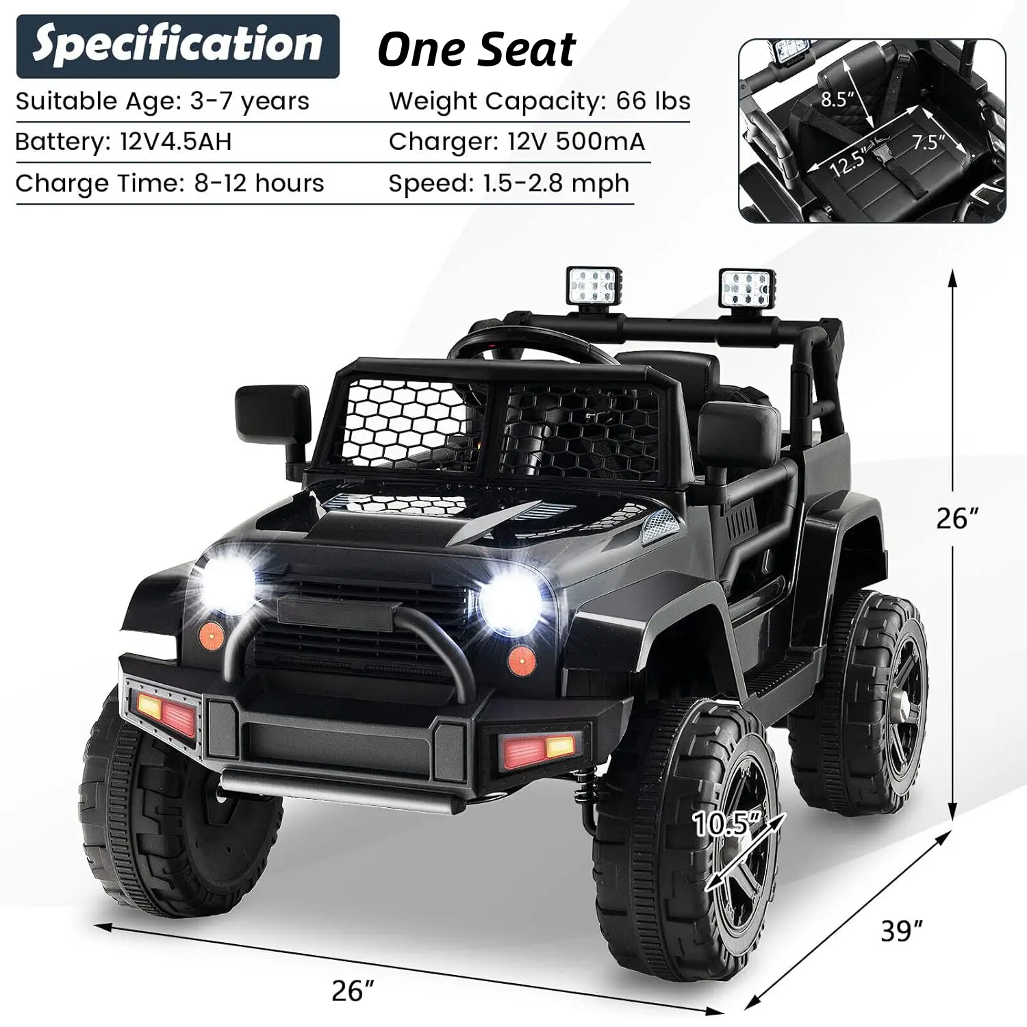 Costzon 12V Battery Powered Ride On Truck with Remote Control