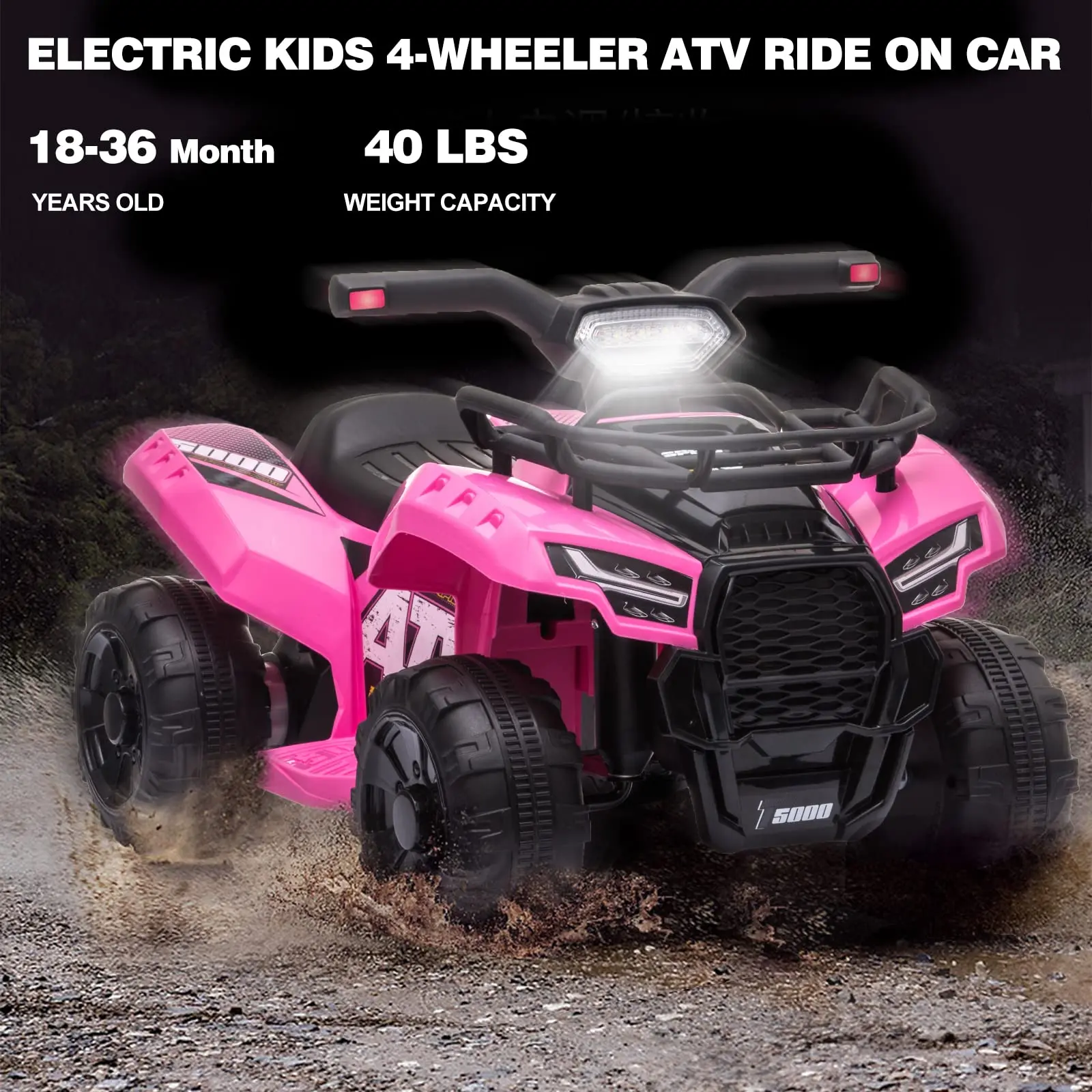 Bobike 6V Electric Kids ATV Quad Pink with Headlights