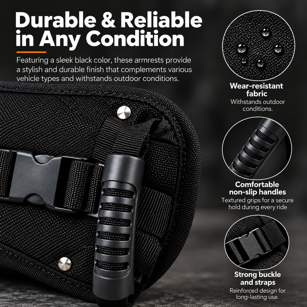 Motorcycle Passenger Safety Belt, Padded Rear Seat Grab Handle with Non-Slip Grips, Adjustable Straps for Comfortable Two-Up Riding